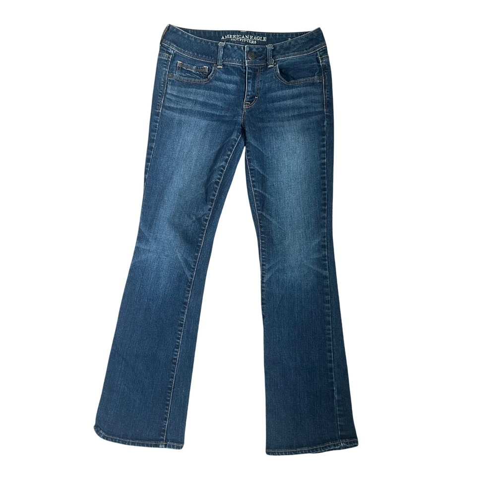 American Eagle‎ Kick Boot Jeans Womens 8 Regular Low Rise Dark Wash